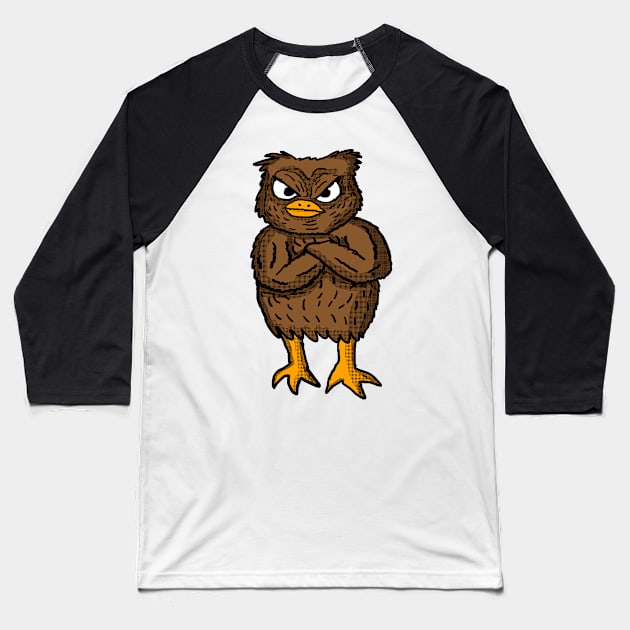 Pissed off Owl Baseball T-Shirt by Eric03091978